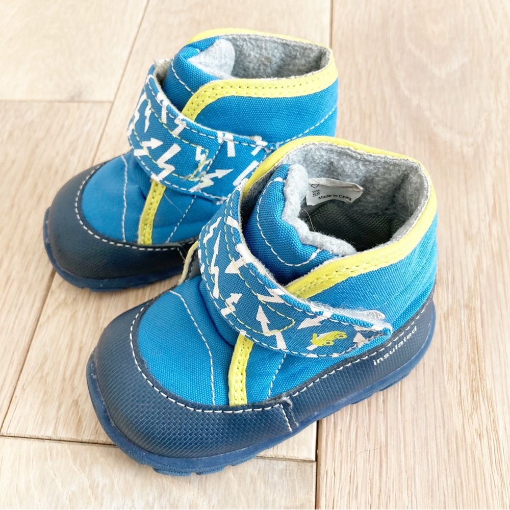 See Kai Run Bright Blue and Yellow Toddler Waterproof Walker Boots